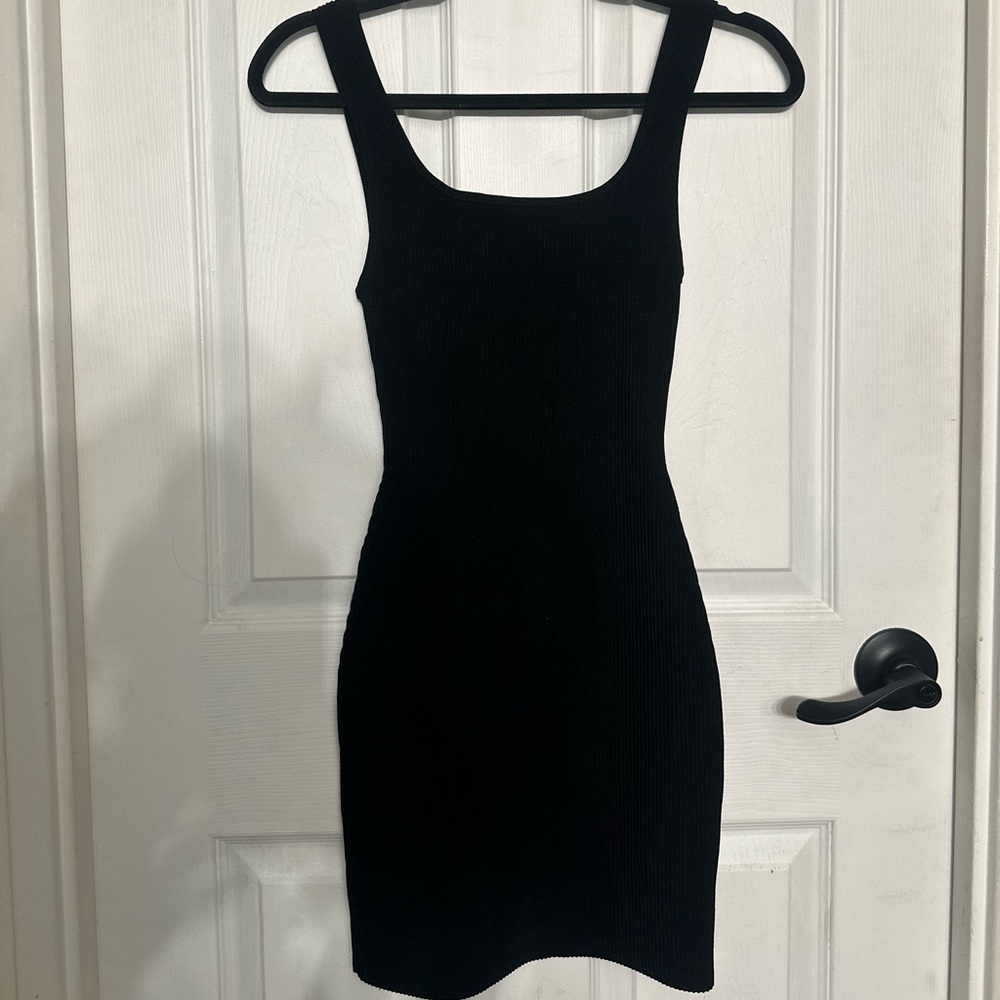 Babaton Black Sculpt Knit Midi Tank Dress